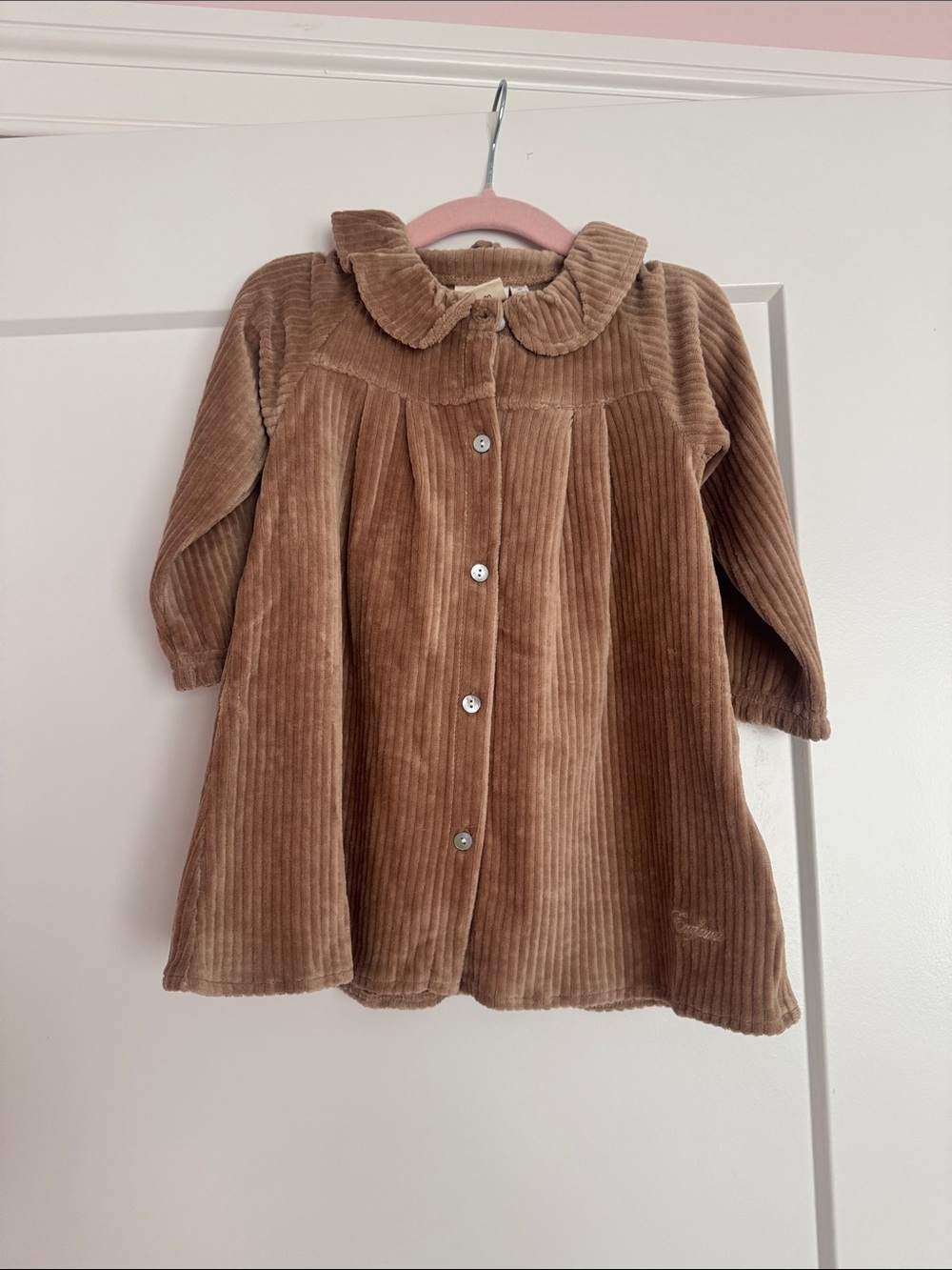 Girls' Corduroy Button-Front Pea Coat in Brown